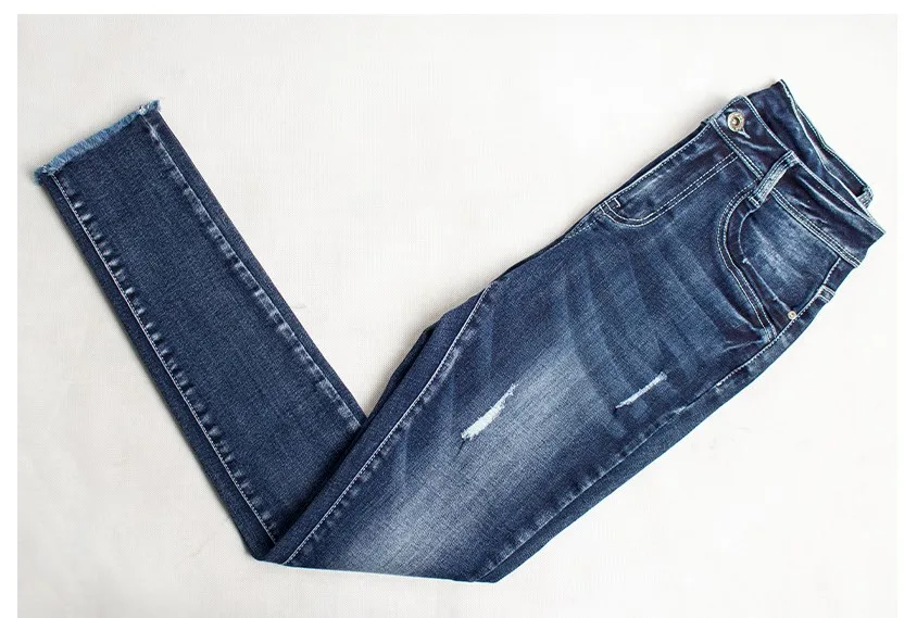 CatonATOZ/2198 женские джинсы из хлопка больших размеров, джинсовые штаны для женщин, Осень-зима, плотные рваные джинсы скинни для женщин