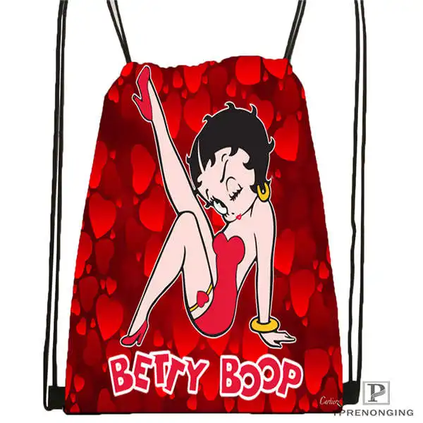 Drawstring Backpack Пользовательские BETTY-BOOP-STANDARD@ 1 походная сумка на шнурке милый рюкзак для детей(черная спинка) 31x40 см#2018612-01-24 - Цвет: Drawstring Backpack