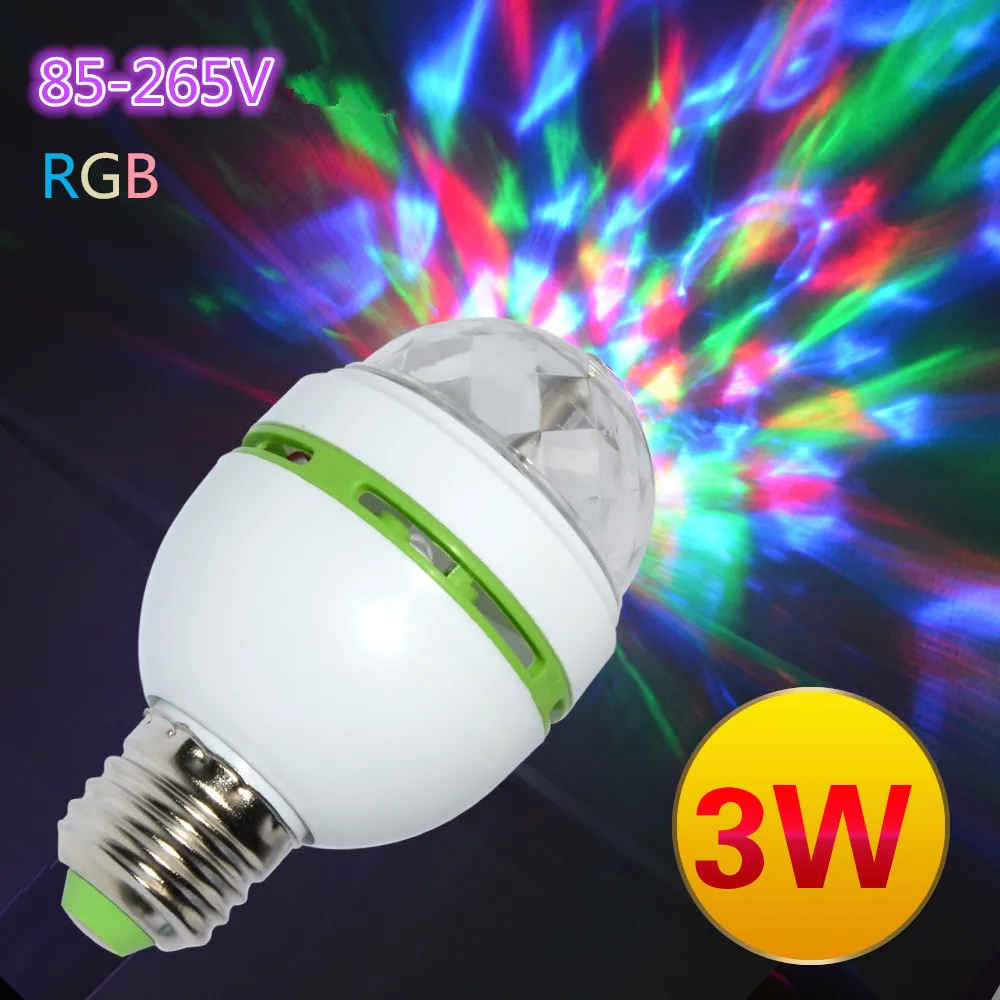 

E27 AC 120V 220V LED Stage Lighting Lamp RGB Party Lights 3W Colorful Bulbs DJ Light Show Auta Rotating Lamps