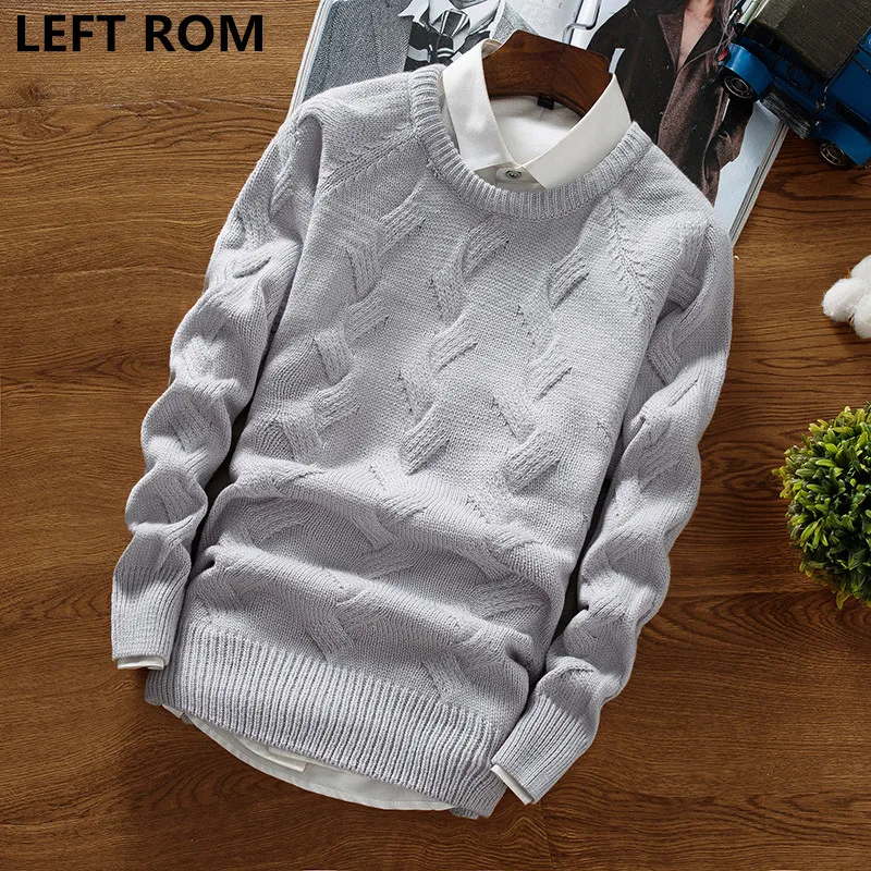 LEFT ROM Fashion font b men b font winter thermal knit font b sweaters b font