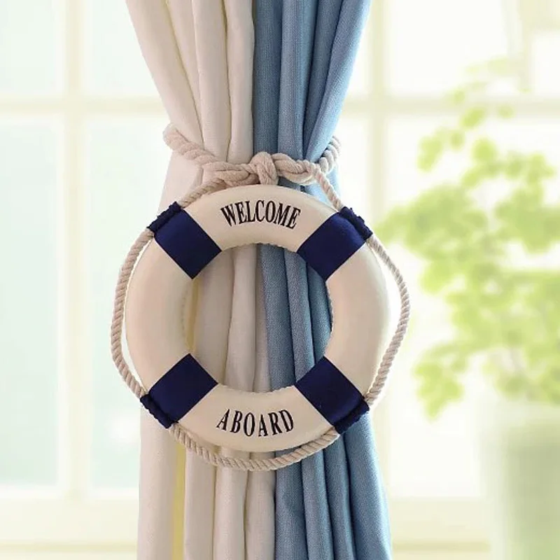

blue life ring Curtain Tiebacks Tie Backs Holdbacks Buckle Clips Accessory Home Decor Curtain Decorative Mediterranean style