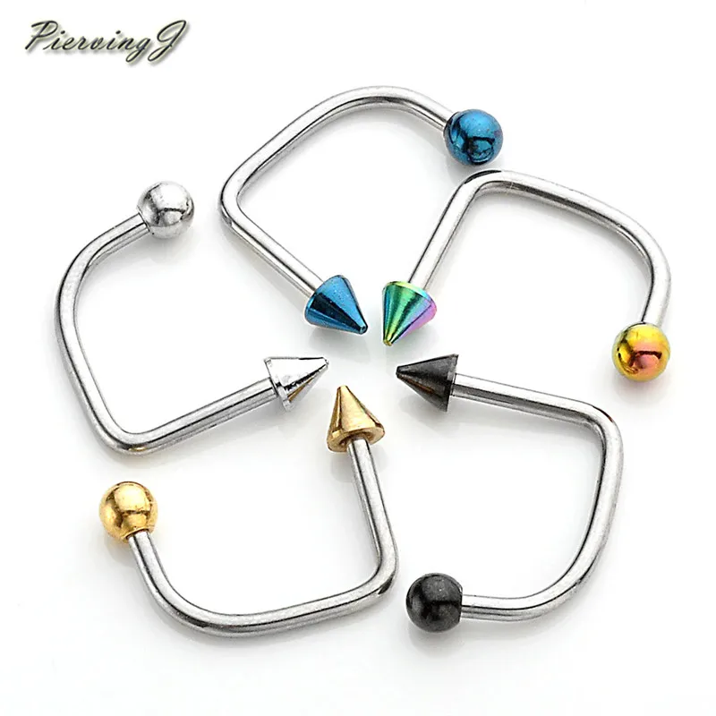 PiercingJ 16g Stainless Steel Horseshoe Ball Lippy Loop Lip Labret Ring