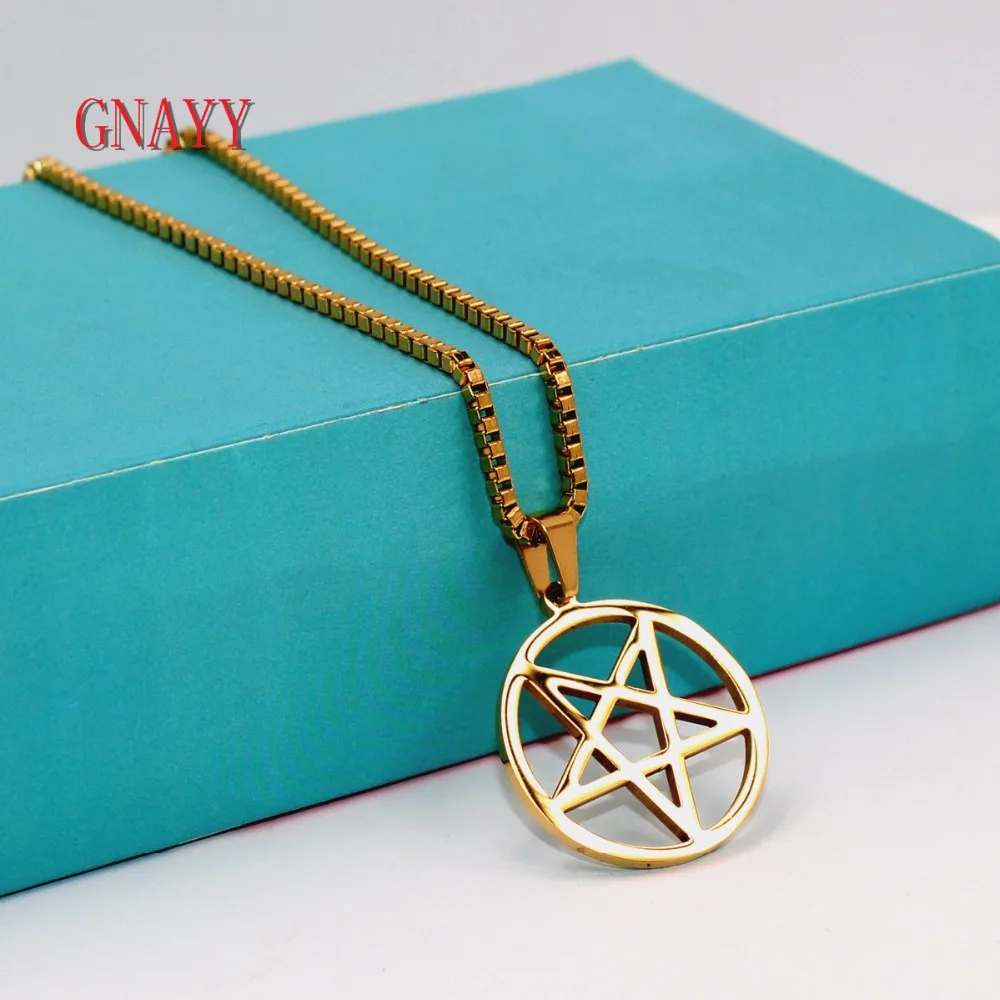 GNAYY ювелирные изделия золотое ожерелье из нержавеющей стали Wicca Φ Подвеска 2 4 мм