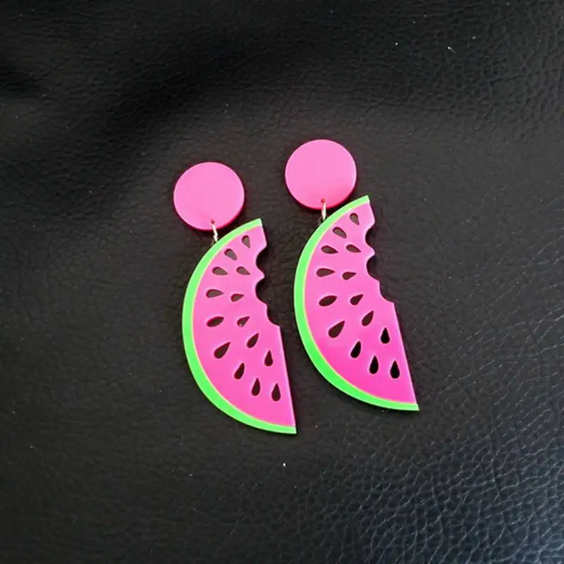 

Punk Summer Fashion Style Candy Big Acrylic Watermelon Shape Fruit Female Drop Earrings For Women Long Earring Jewelry