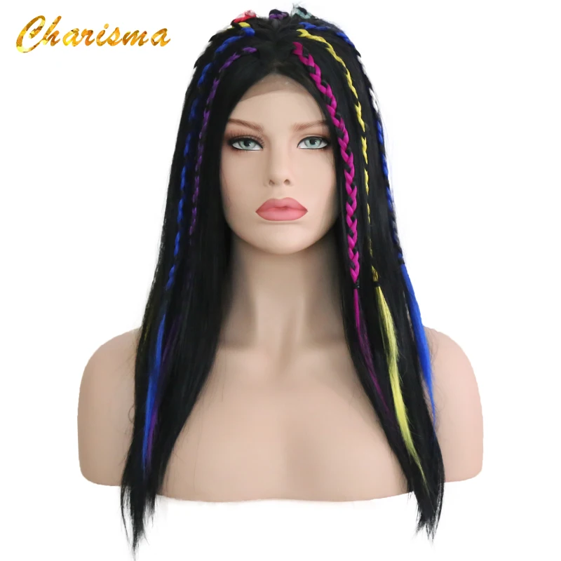 

Charisma Synthetic Lace Front Wigs Handmade 24'' Colored Braids Wigs Heat Resistant 150% Density Wigs For Black Women In Stock