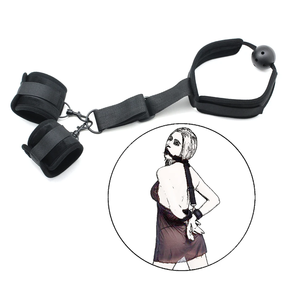 Mouth Stuffed Ball Gag Adult Game Flirting Toy Neck /& Handcuff Toy Adult Toys US