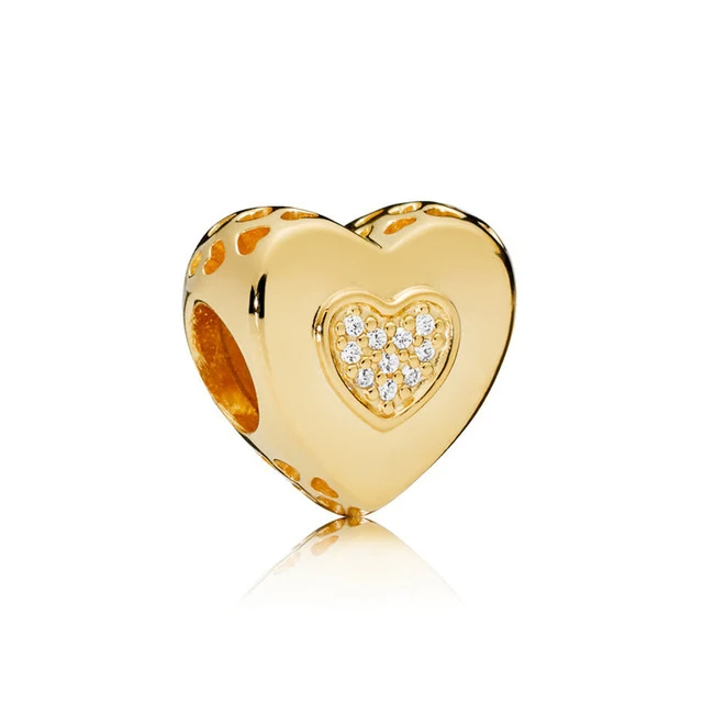 

SIENTO 100% 925 Sterling Silver 767375CZ SHINE LOGO HEART CHARM Luxury Sweet Beaded Original Women's Jewelry Gift