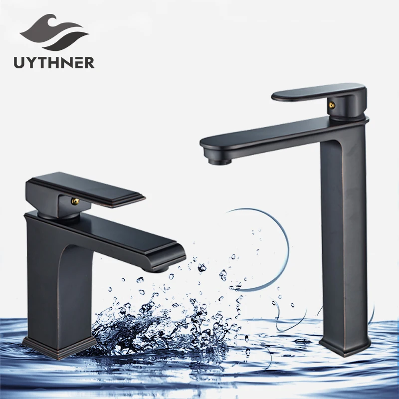 

Basin Faucets Deck Mounted Bathroom Faucet Single handle Sink Mixer Hot Cold Water CraneTap Vanity Faucet Mixer