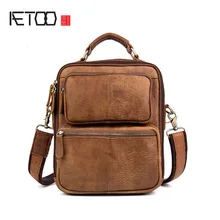 AETOO Retro Grinding Cowhide Shoulder Skimmed Handbag Postman Handbag Leather Handbag