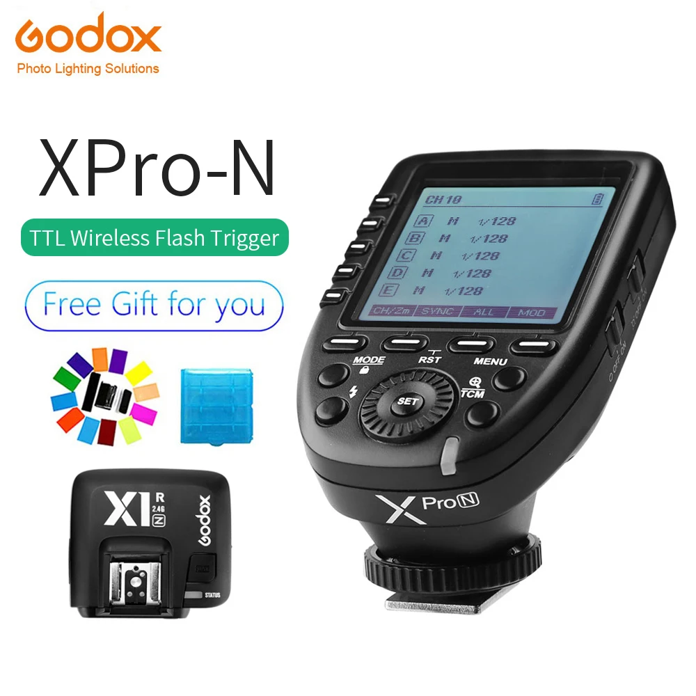 

Godox Xpro-N i-TTL II 2.4G X System Wireless Control Remote Trigger with X1R-N Controller Receiver Compatble for Nikon Flash