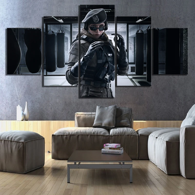 

Home Decor Poster HD Pictures Prints Canvas 5 Piece Tom Clancy's Rainbow Six Siege Video Game Living Room Decorative Painting