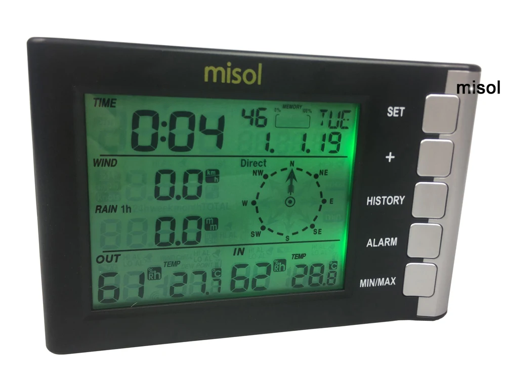 Goedkoop Misol Professionele weerstation windsnelheid richting temperatuur vochtigheid regen 433Mhz