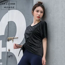 Йога рубашка Топ Для женщин Фитнес спортивная рубашка Strappy Футболка Тренажерный зал футболки Для женщин Спортивная бег топы Регулируемый Тренировки Топ