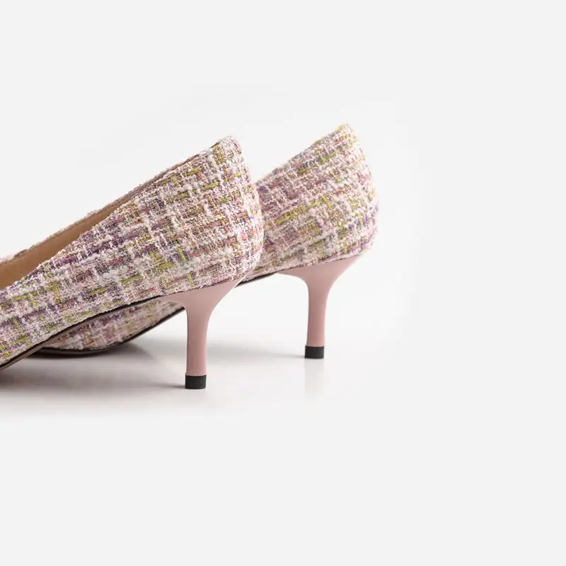 ALLBITEFO/модные брендовые Вечерние туфли на высоком каблуке из натуральной кожи и ткани; женская обувь на высоком каблуке; Офисная Женская обувь; женская обувь на каблуке