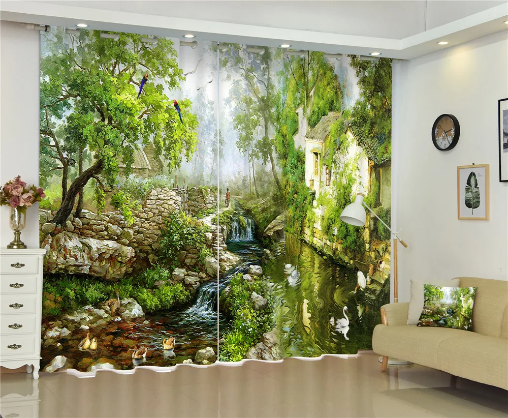 Oil Painting Luxury 3d Curtains Drapes For Living Room Bed Room