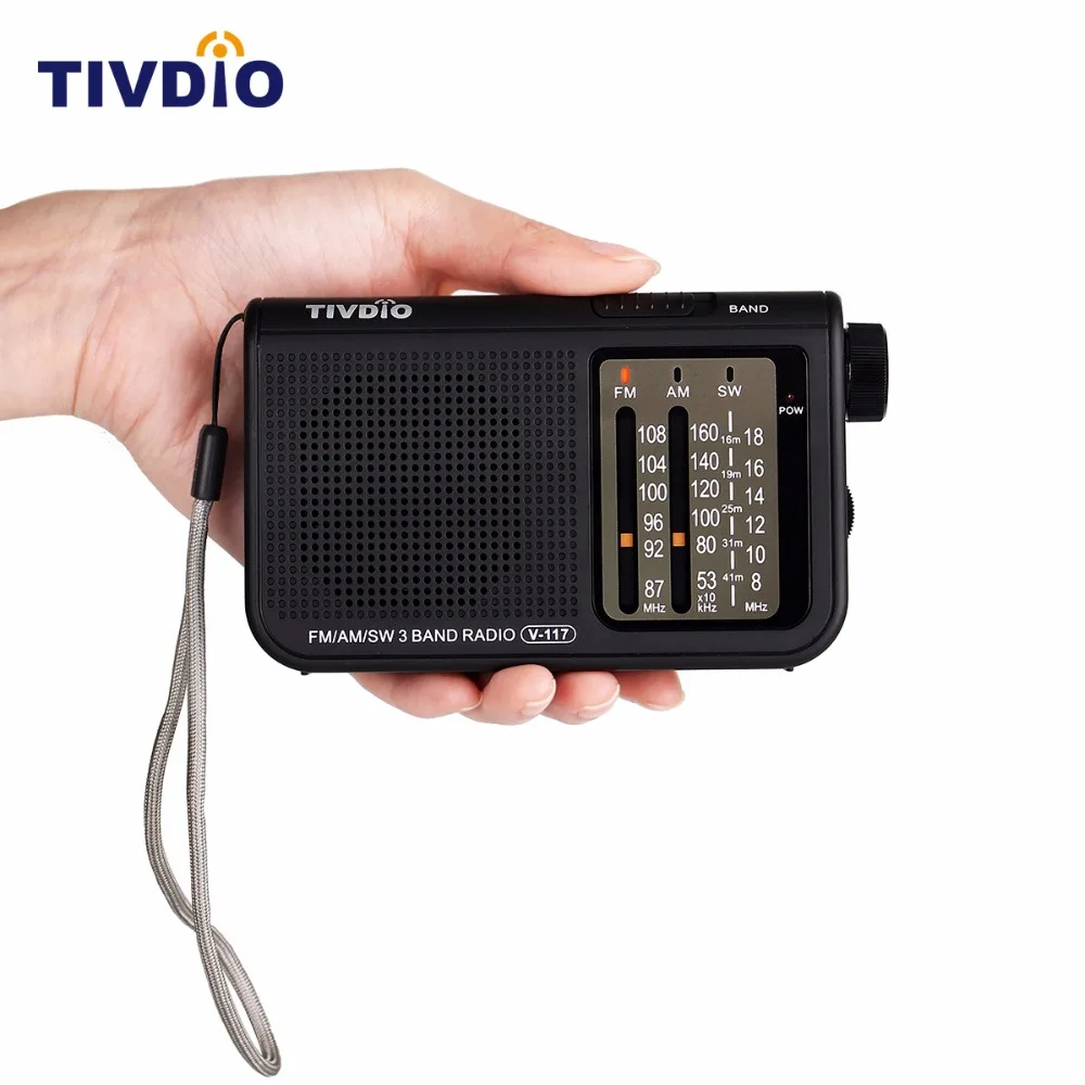 TIVDIO V 117 3 Band FM/AM/SW Portable Radio Battery Powered Emergency