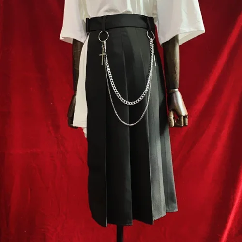 

Ruibbit New Punk Gothic Harajuku Vintage Black Pleated Skirt Fashion Loose Quality Female Long Skirt Half-length Skirt