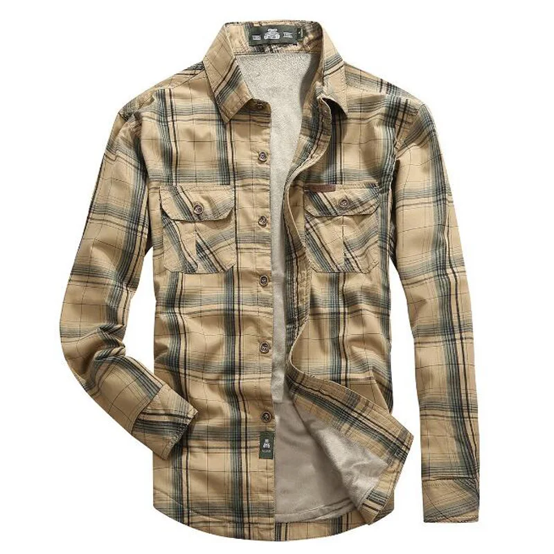 New Mens Shirts Winter Fleece Warm Long Sleeve Casual Shirt Men Plus