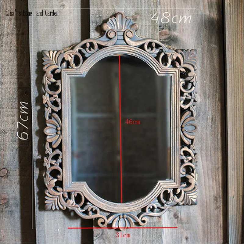 hollow out framed hand made French classic rustic finish wooden frame wall mirror (2)