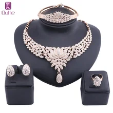 Свадебный подарок нигерийские Свадебные африканские бусы комплект ювелирных изделий Модный Дубай Полный Кристалл ювелирный набор костюм дизайн цветок ожерелье набор