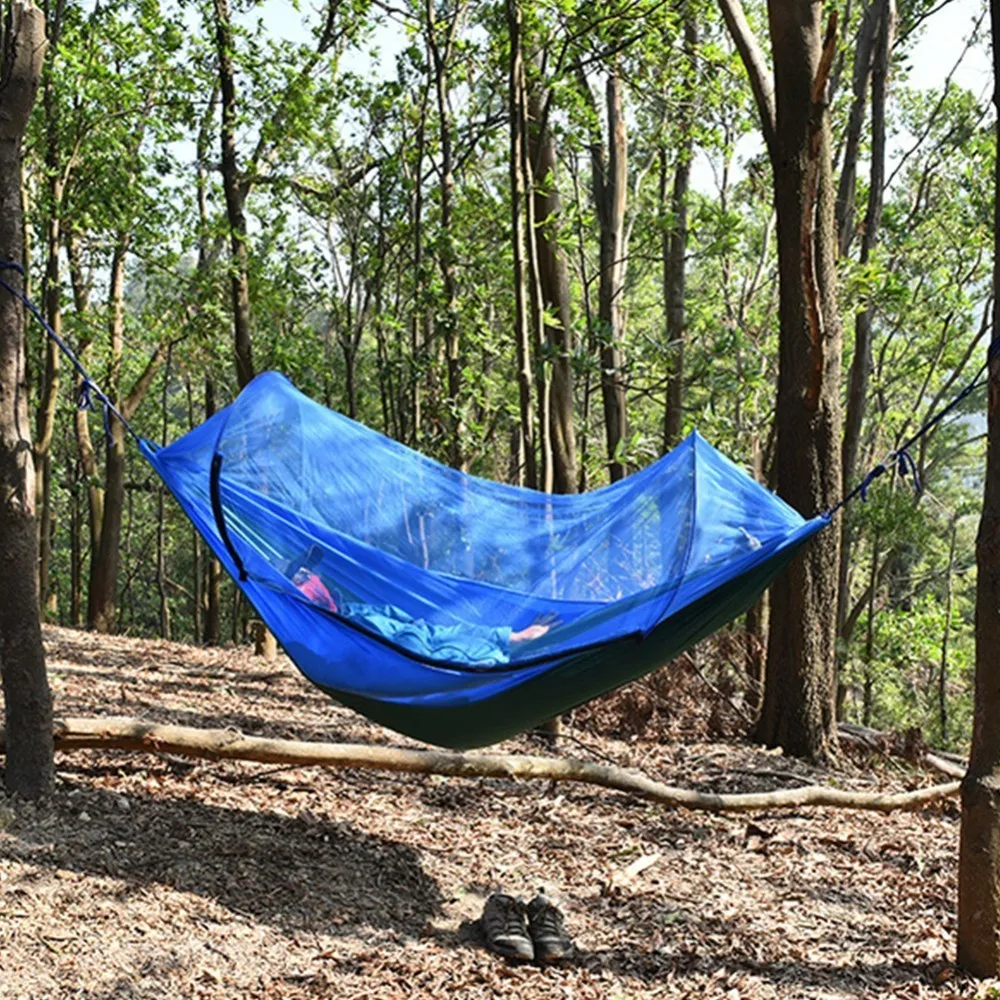 

Outdoor Parachute Hammock With Mosquito Net Portable Camping Hanging Bed Sleeping Swing Breathable Resistance Balance 260x140cm