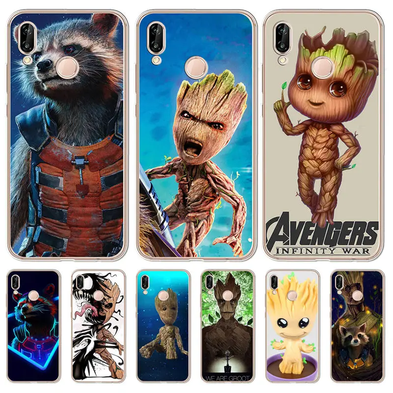 

Luxury For Coque Huawei Honor 6X 6A 7 7X 7C 7A pro 8 8X 9 10 Lite Case Silicone phone cover funda Groot Cute cartoon bumper