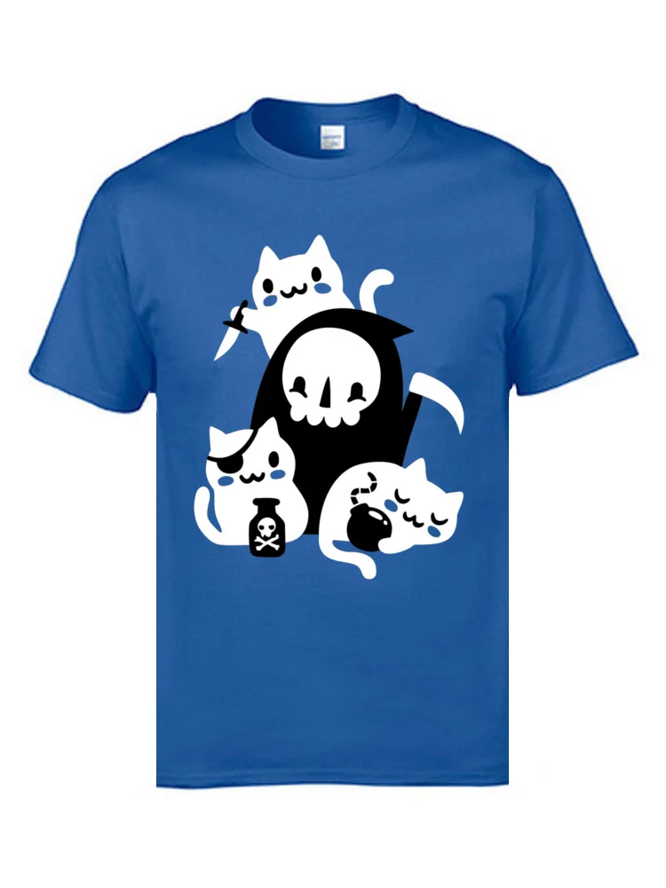 

Grim Reaper Pirates Cats Funny T Shirt Santa Deaths Little Helpers 3D Kawaii Cats 100% Cotton Fabric O Neck Mens T-shirts Casual