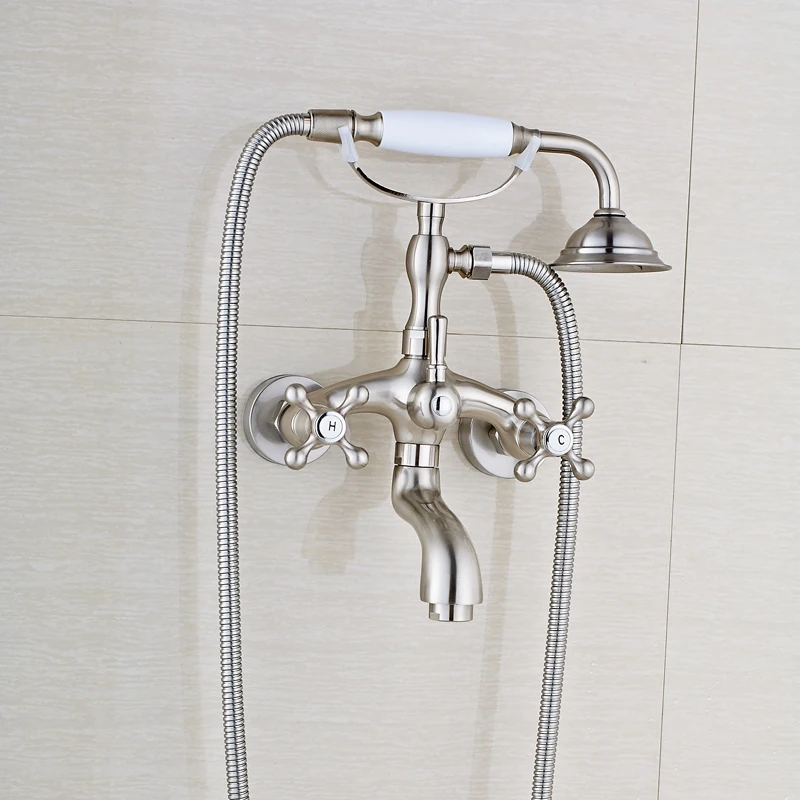 4 Types Bathtub Water Taps Wall Mounted Brushed Nickel Bathroom