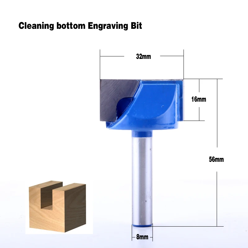 CHWJW 1 шт. 8 мм очистка нижней гравировки бит твердосплавный маршрутизатор бит Деревообрабатывающие инструменты ЧПУ фреза Концевая фреза для дерева - Длина режущей кромки: D(32mm)