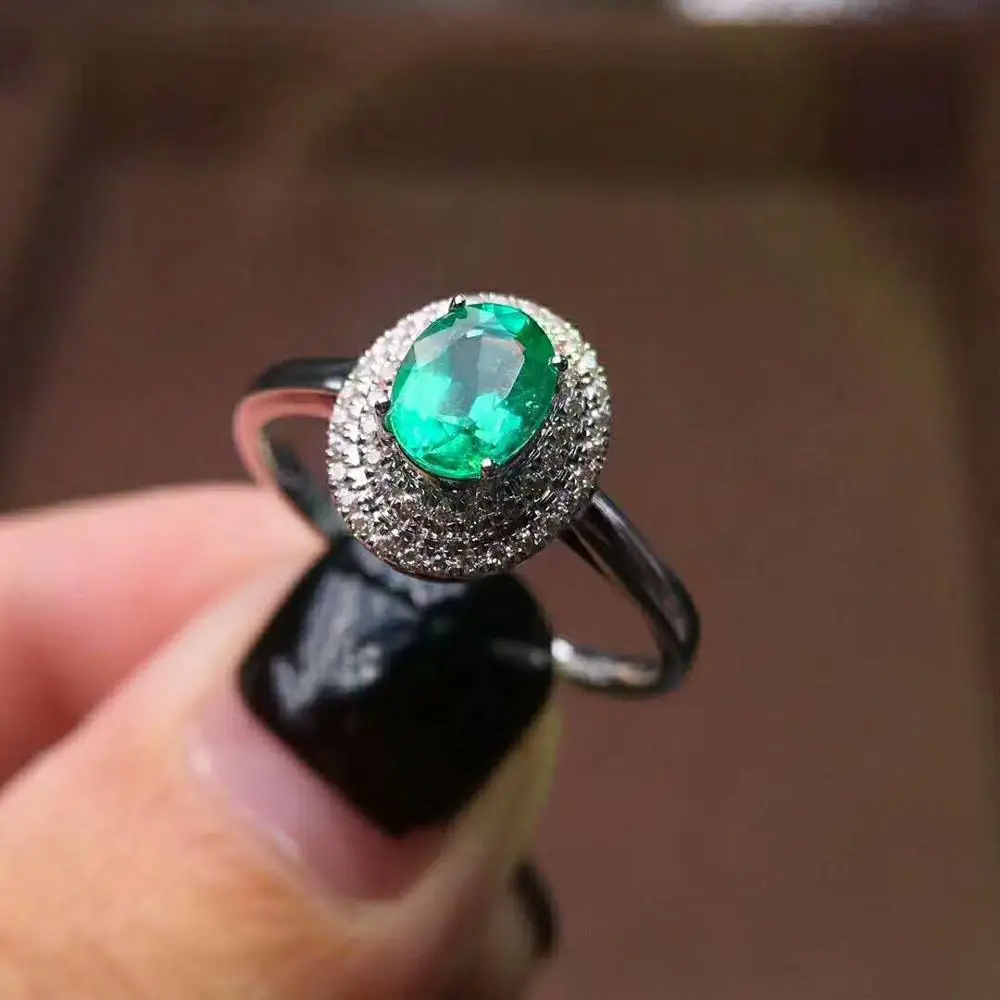 Fidelity Natural 4*6 мм колумбийский изумруд кольца s925 серебро элегантные изысканные украшения для женщин вечерние натуральный зеленый драгоценный камень