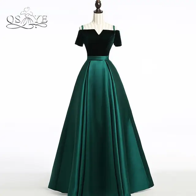 floor length green velvet dress