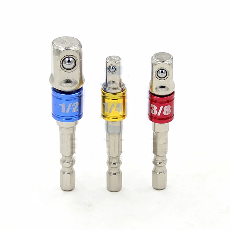 

3Pcs 1/4" 3/8" 1/2" Hex Shank Cordless Hand Tools Impact Sockets Driver Drill Bits Adapter for Socket Wrench Ratchet Extension