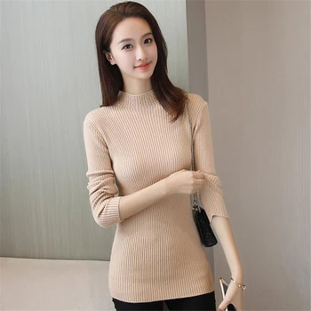 

Female Spring Sweaters Lady Winter Sweater Elastic Turtleneck Sweater Women Fall Slim Tight Bottoming Knit Hedging Pullovers