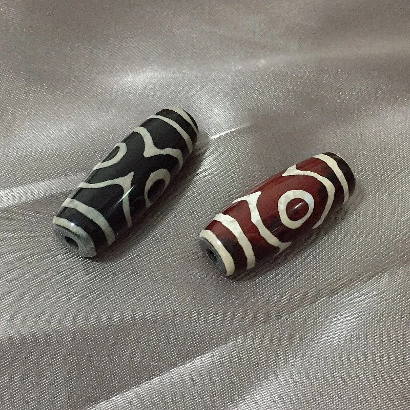 

Vintage Jewelry Accessories Beads Natural Tibetan Dzi Agates Stone Beads Oval Three-eyed Black Red Antique Agates Beads for Men