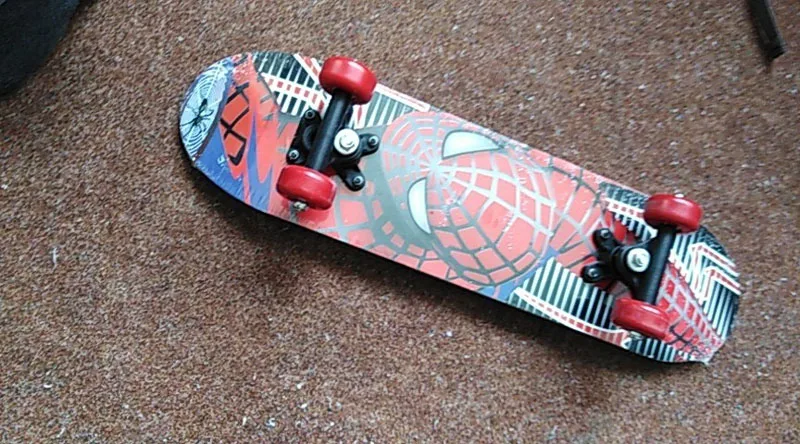 electric spiderman skateboard