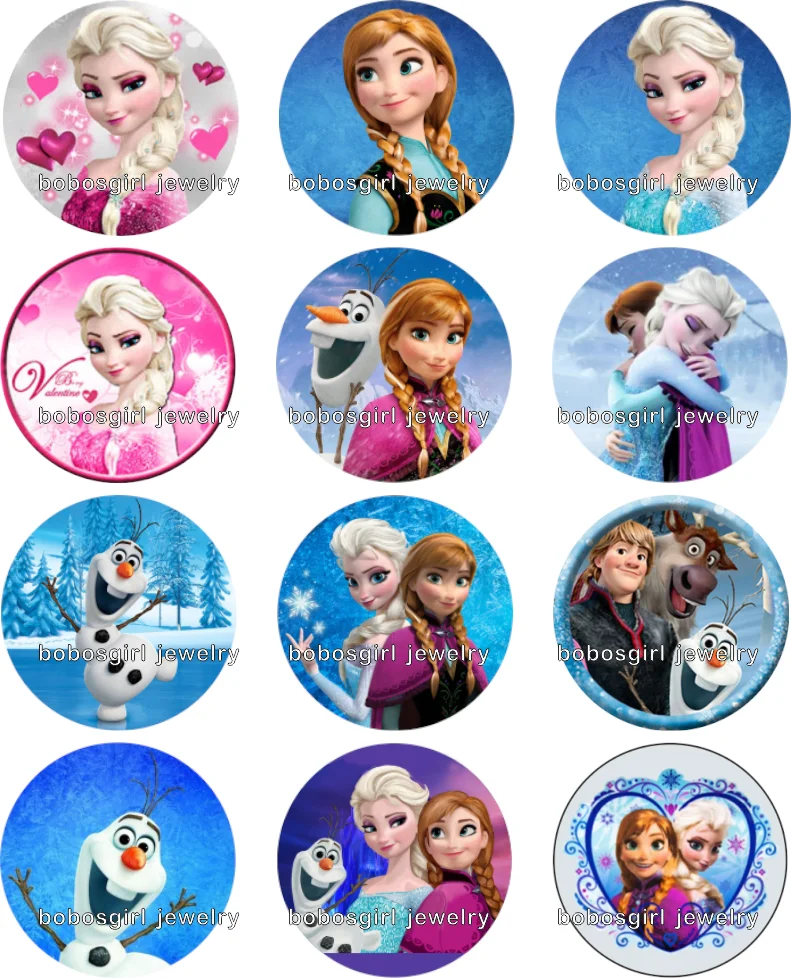 

Princess snowman glass snap button photo Round cabochon flat back Gl289