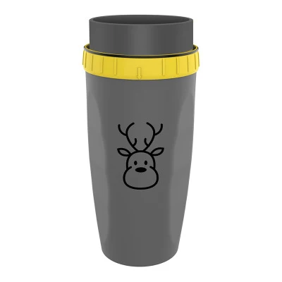 

Twist Cup Neolid No cover Portable Hand Straw Cup Creative Plastic Cartoon Double-layer Yellow/Gray Cup for Children Gift