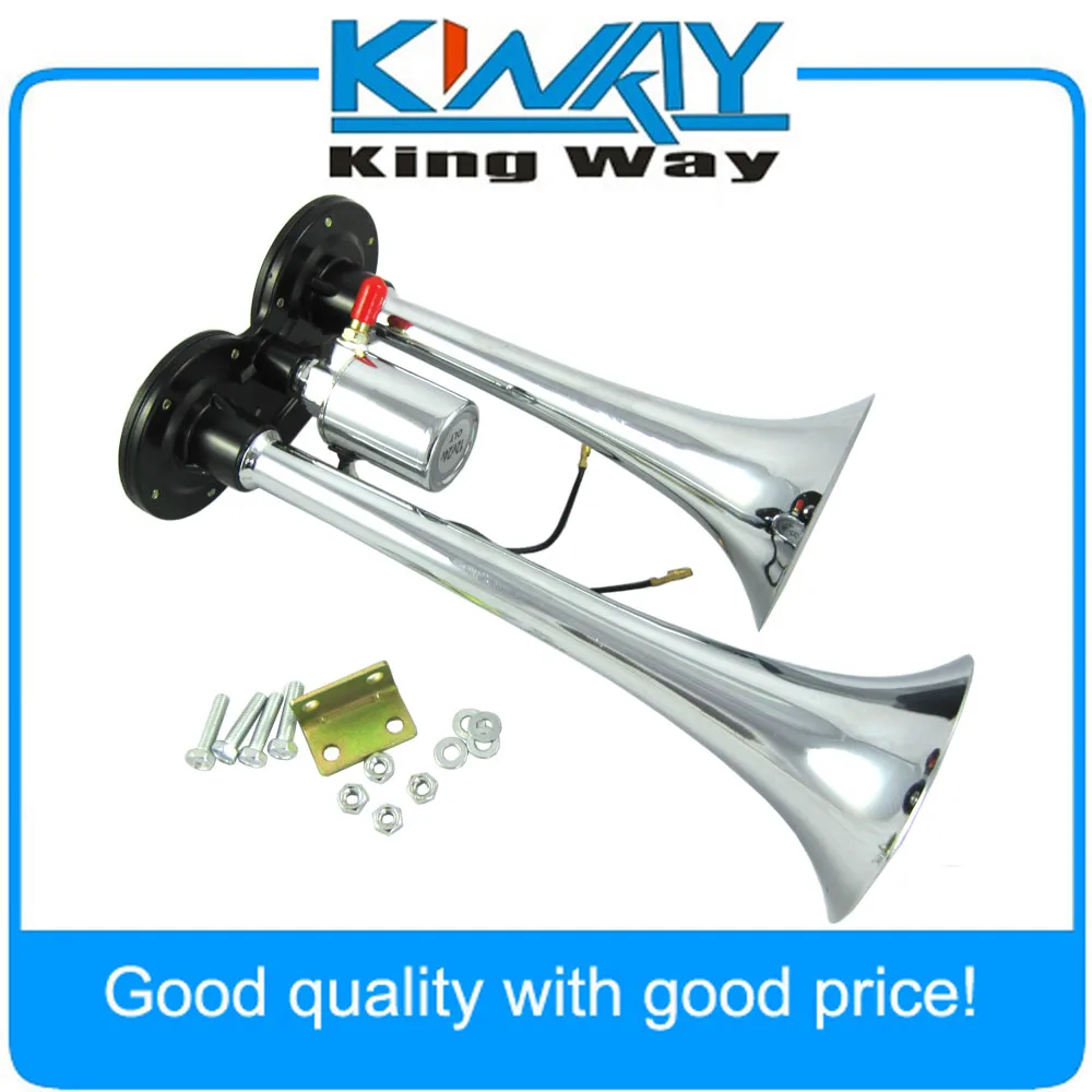 โครเมี่ยมใหม่AIR HORNแตรเมกะรถไฟ120คู่ทรัมเป็ตบ้าซูเปอร์ดังhorn strobe