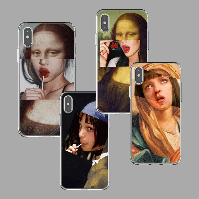

IMIDO Mona Lisa funny Spoof Art hard Case Cover For iPhone 7plus 8plus 7 8 X XS max XR 5 5S 6 6plus 6s 6S plus phone case