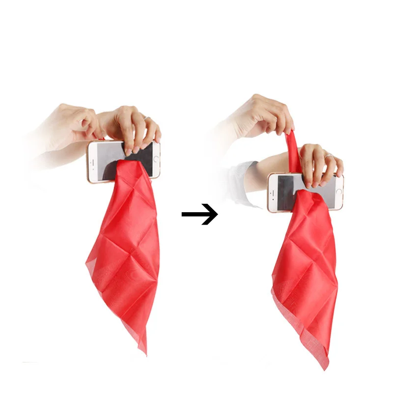 

Close-up Magic Tricks Red Silk Through Phone Magic Props Easy To Do Professional Magician Scarf Through The Phone
