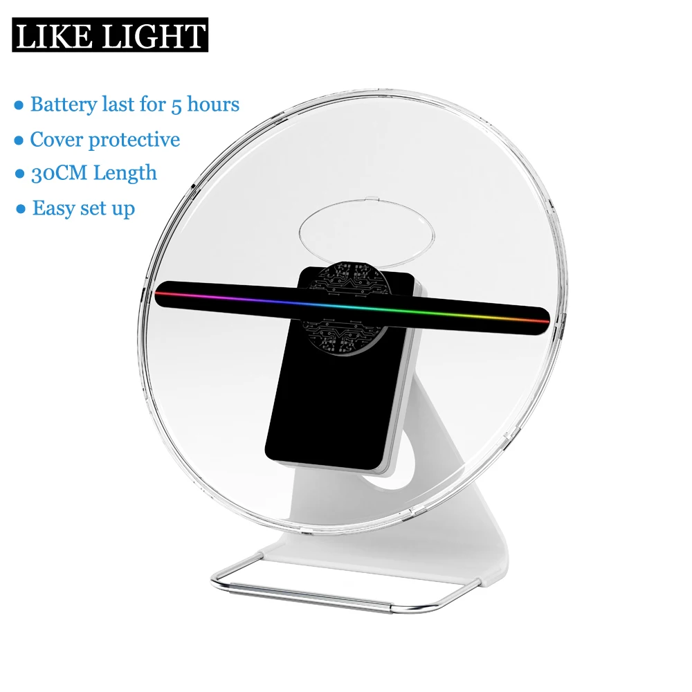 30 см Голограмма вентилятор светильник 3D голые глаза дисплей с батареей Встроенный чехол и подставка Интегрированный для офиса приемный магазин