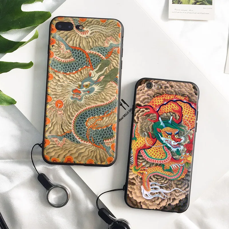 

Chinese Dragon Luxury Pattern Coque Soft Silicone Phone Case Cover Shell For Apple iPhone 5 5s Se 6 6s 7 8 Plus X XR XS MAX