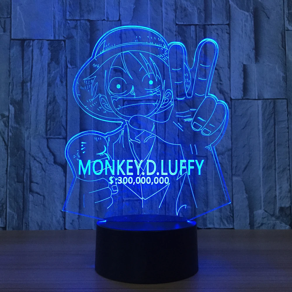 3D LED Luffy Night Light 7 Colors Changing Creative One ...