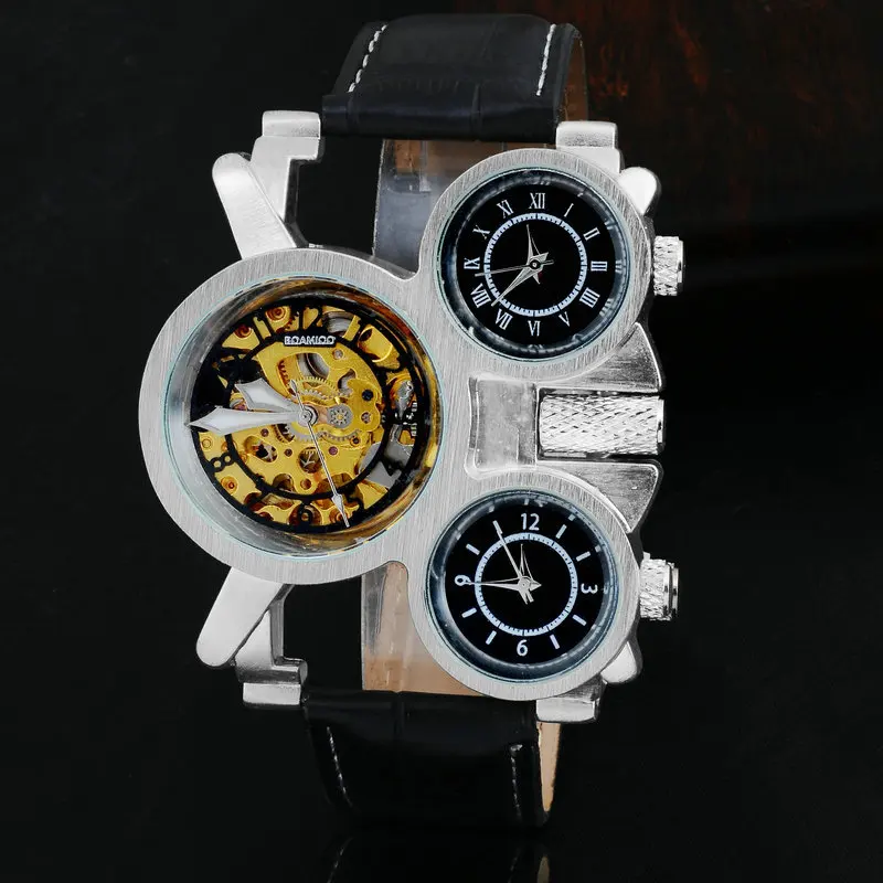 Новые часы мужские роскошные Брендовые спортивные часы BOAMIGO в стиле стимпанк автоматические механические кварцевые часы с кожаным ремешком наручные часы