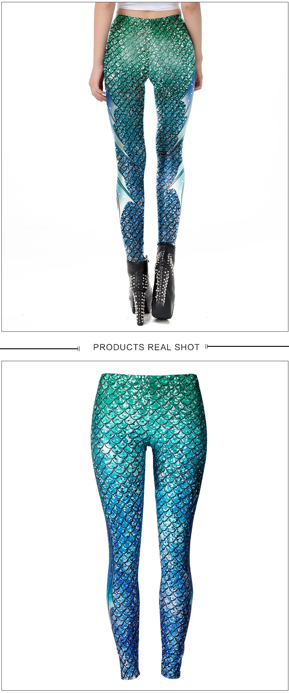Новинка, повседневные штаны для косплея в стиле русалки с 3D принтом, модные обтягивающие брюки для девочек и женщин, комплект с принтом зеленого и синего цветов