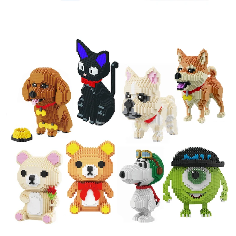 

Mini Qute BABU cartoon mike Monster university animal dog cat kids plastic building block action figures boys educational toy