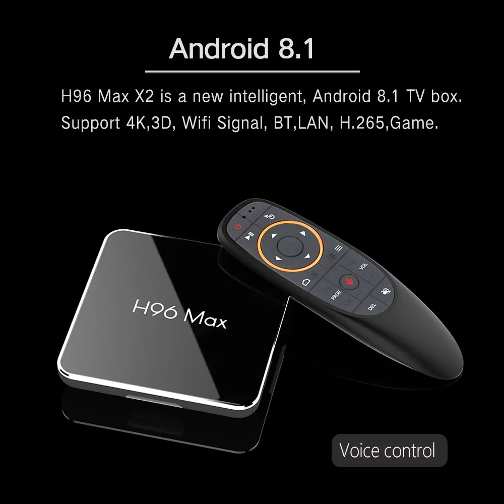 H96 MAX X2 4K медиаплеер H.265 Amlogic S905X2 Android tv Box Android 9,0 Mart телеприставка для IP ТВ Поддержка голосового управления