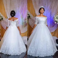 2019 Sheer Neck A-Line кружевное свадебное платье на шнуровке сзади Vestido De Noiva с открытой спиной Свадебные платья Свадебное платье