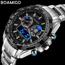 2017 Sport Montre Hommes Numérique Résistant Aux Chocs BOAMIGO Quartz Montre Alarme Lumineuse Double Disply Montres Militaire Extérieure