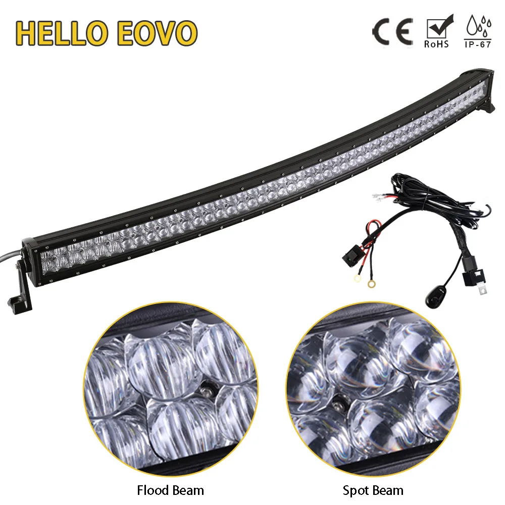 

HELLO EOVO 5D 52 inch Curved LED Light Bar for Driving Offroad Car Tractor Truck 4x4 SUV ATV LED Bar with Switch Wiring Kit